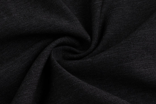 Black Denim Embossed Patch Top