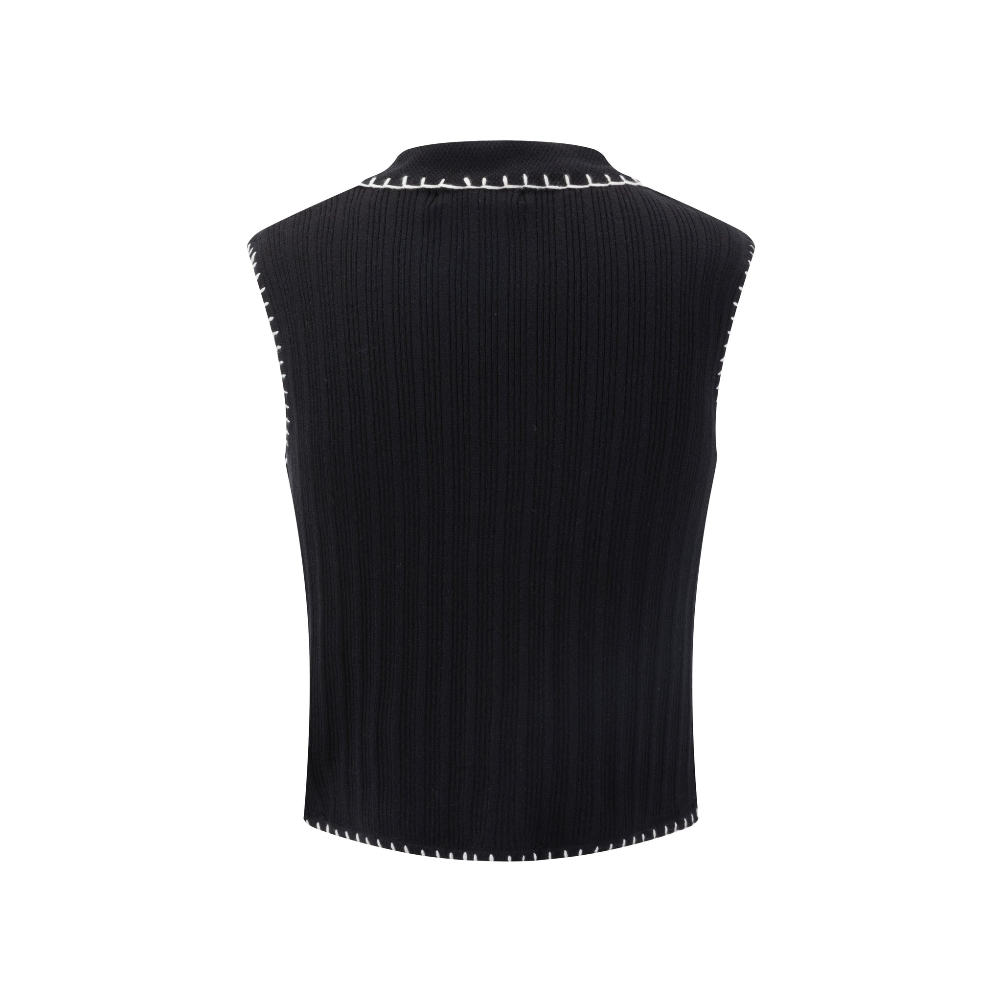 Black And Cream Embroidered Vest