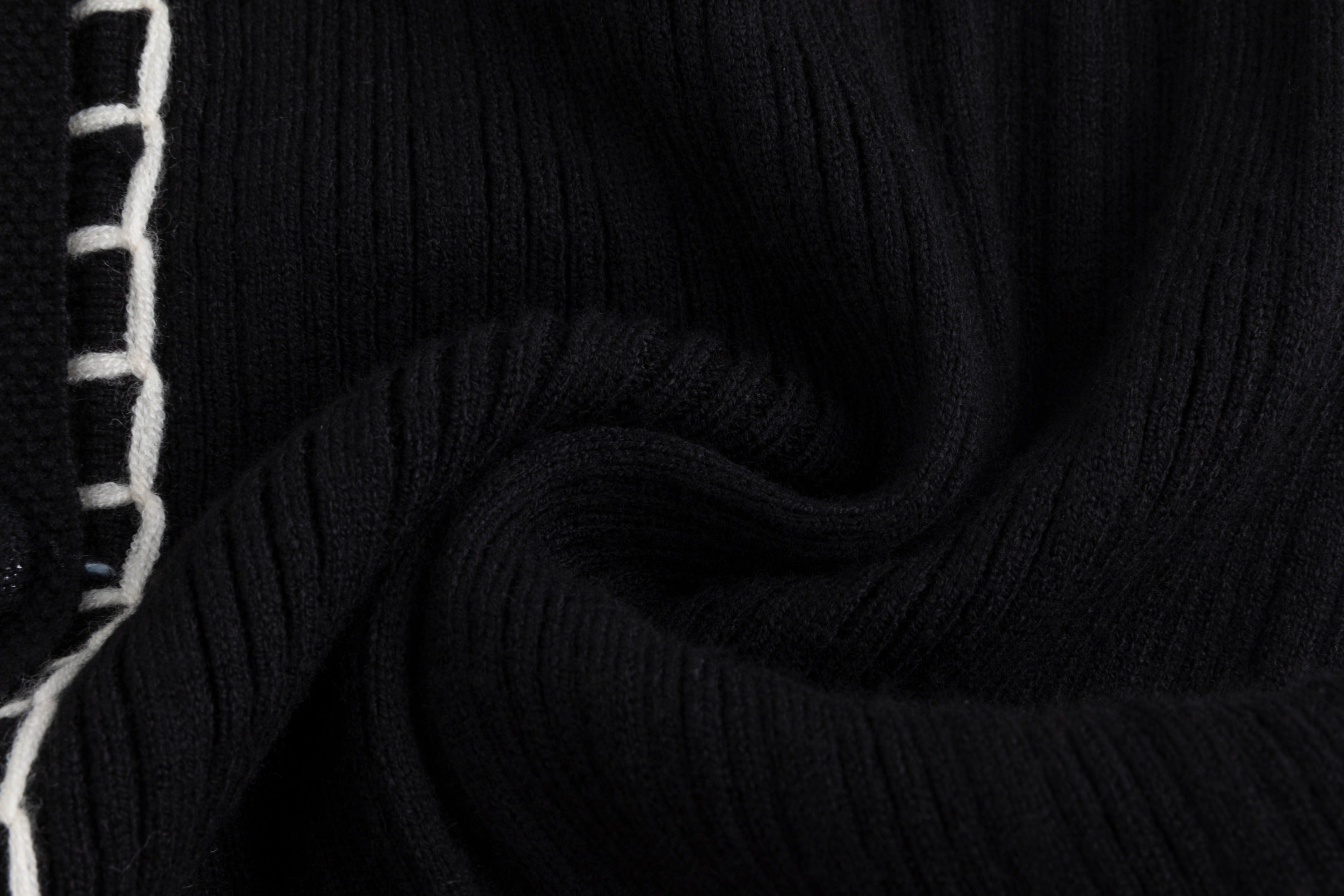 Black And Cream Embroidered Vest