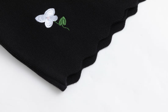 Multi Colored Floral Embroidered Blazer - Black