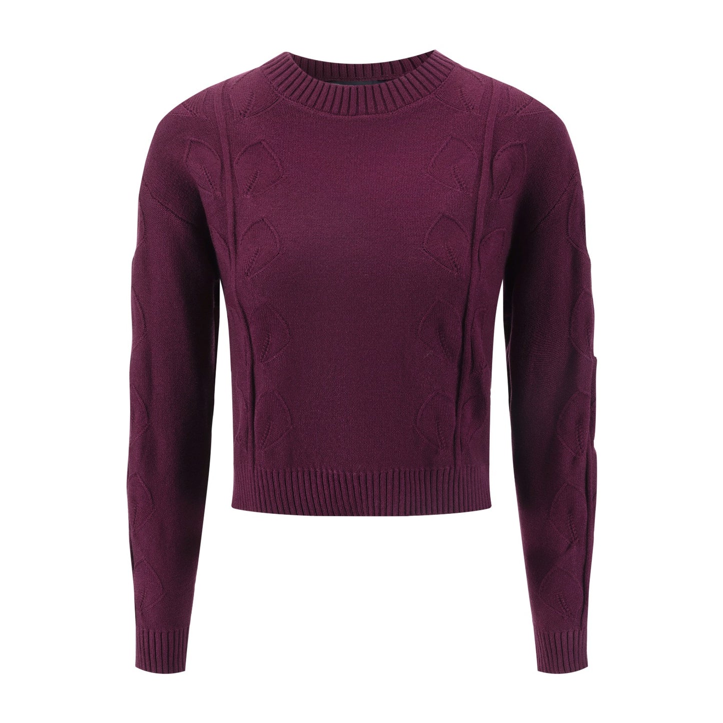 Burgundy Leaves Pattern Knit Top