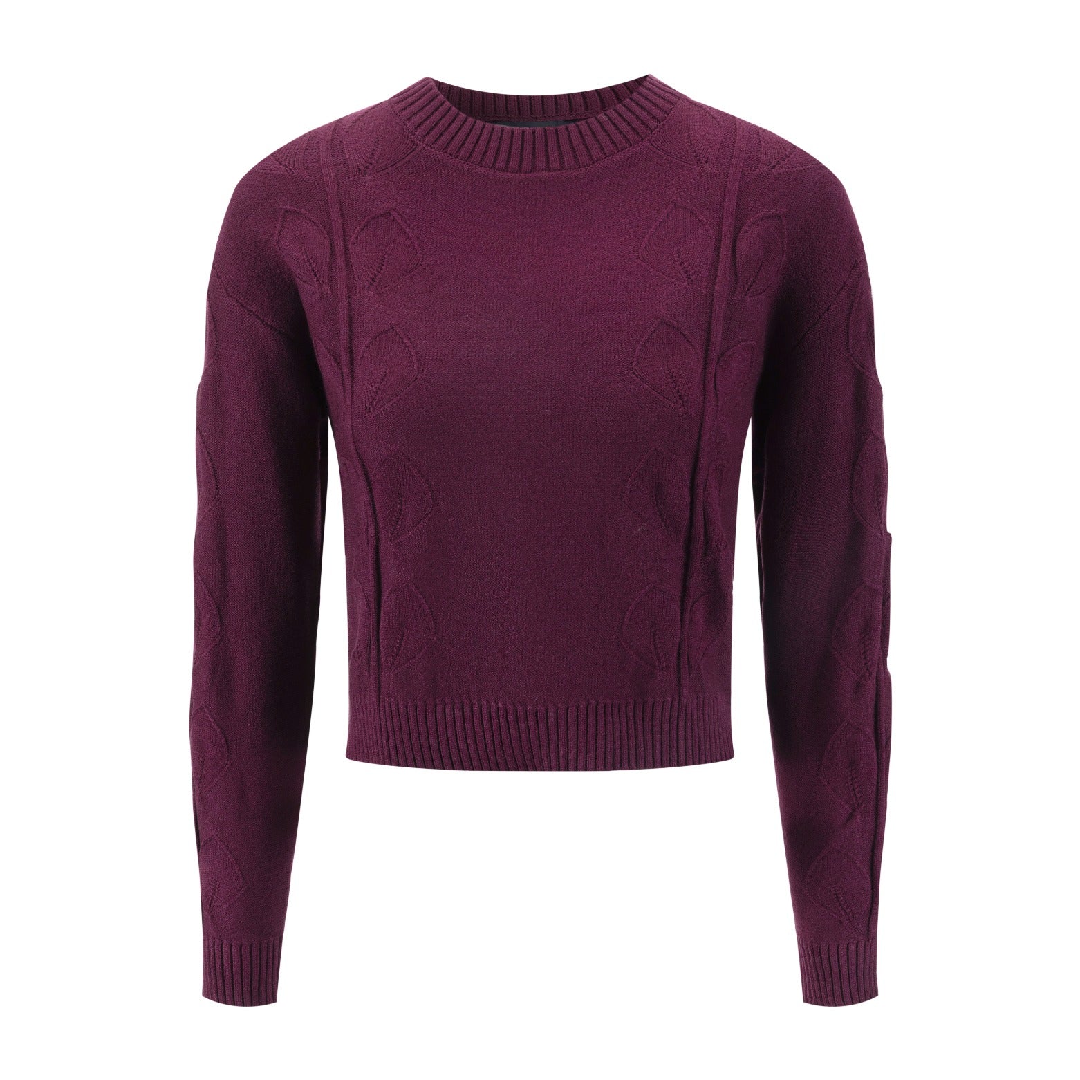 Burgundy Leaves Pattern Knit Top