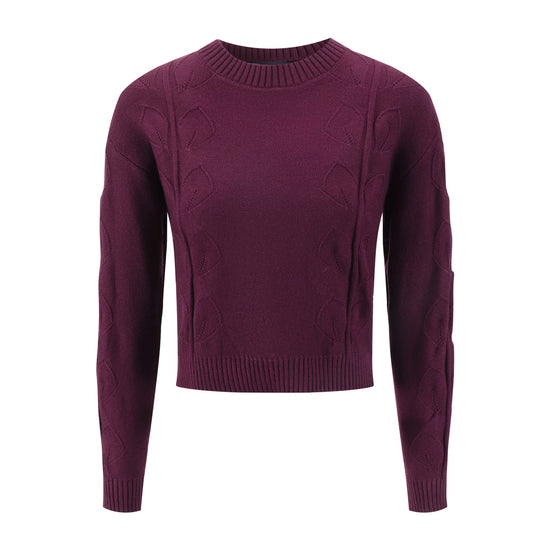 Burgundy Leaves Pattern Knit Top