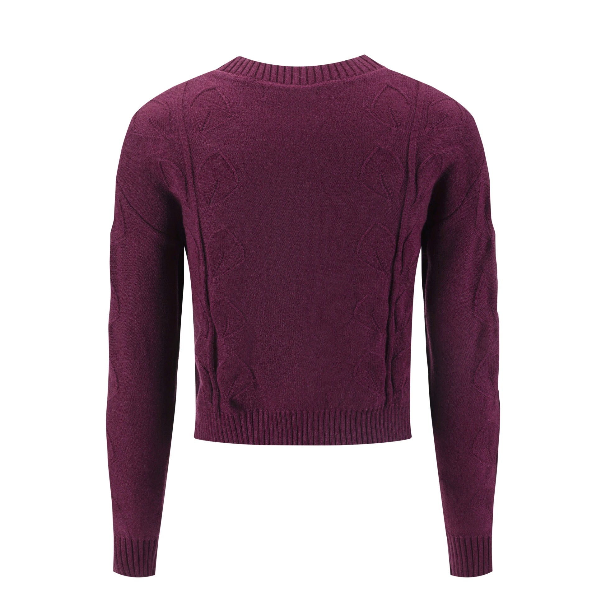 Burgundy Leaves Pattern Knit Top