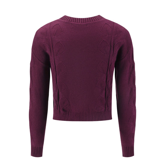 Burgundy Leaves Pattern Knit Top