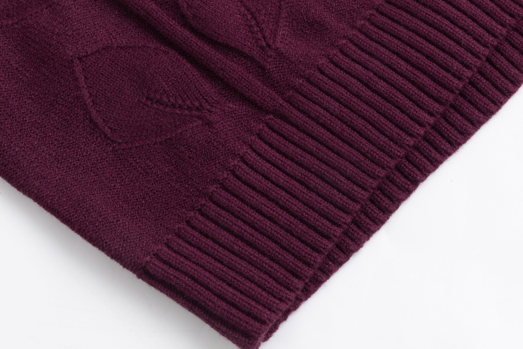 Burgundy Leaves Pattern Knit Top