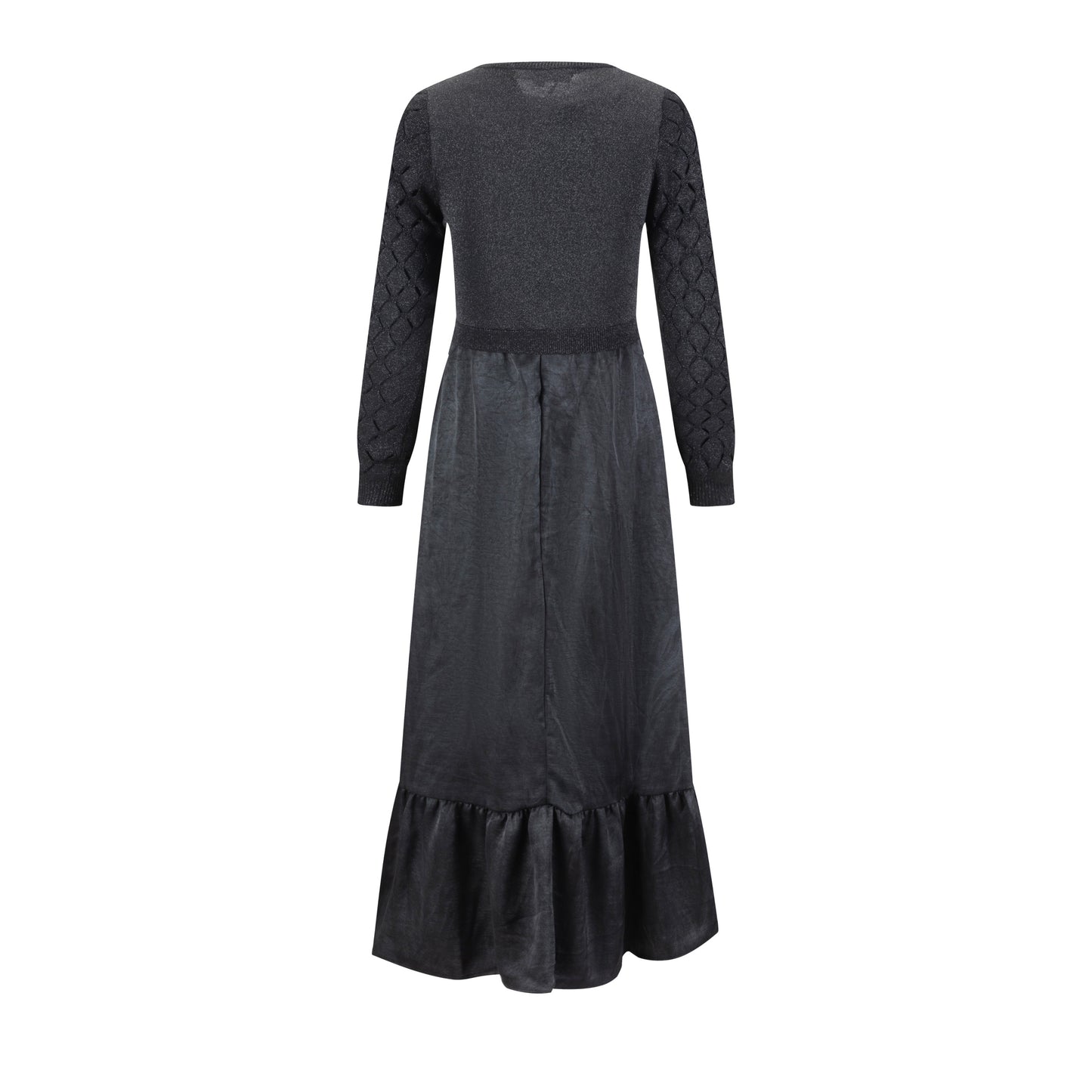 Black Dress With Metallic Knit Overlay