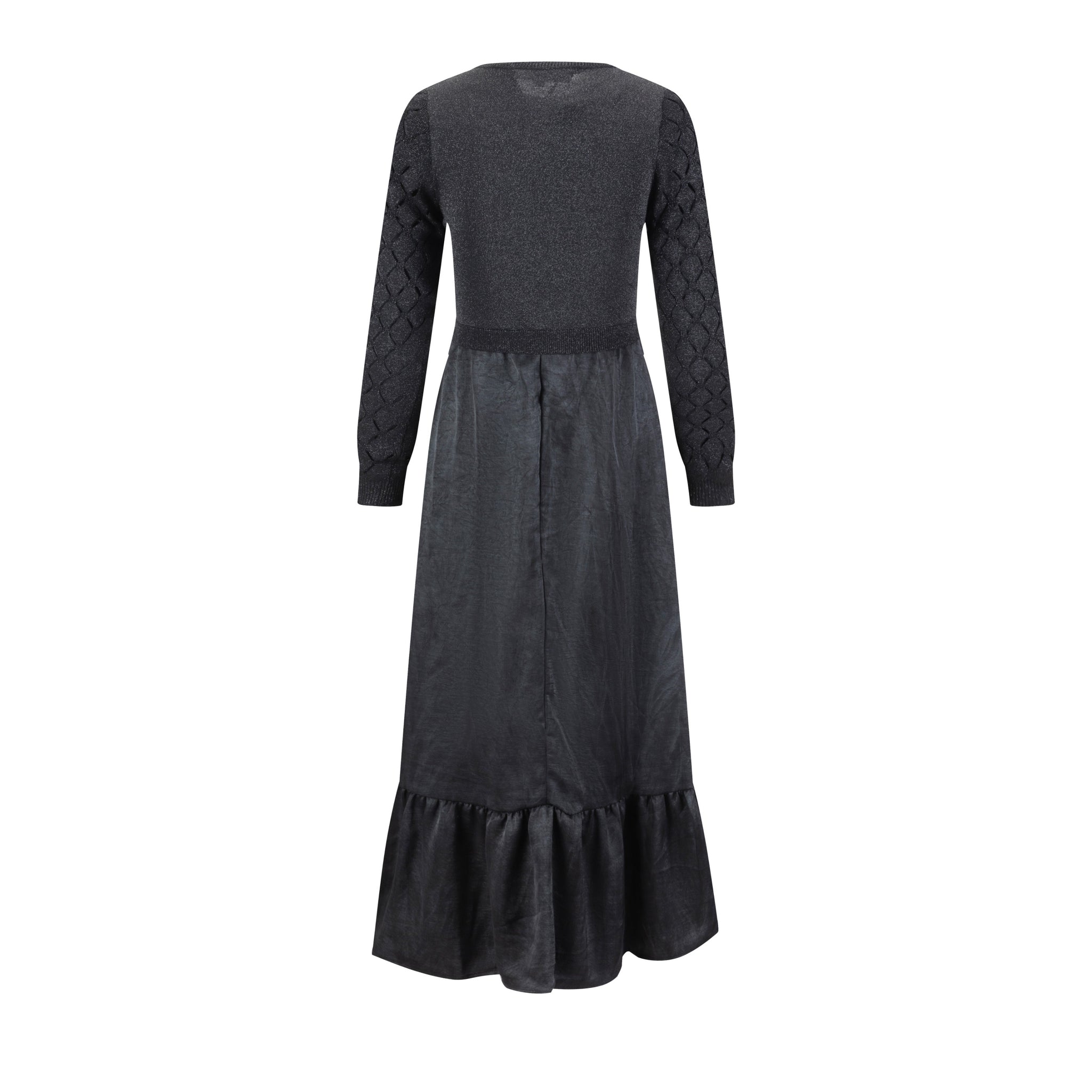 Black Dress With Metallic Knit Overlay