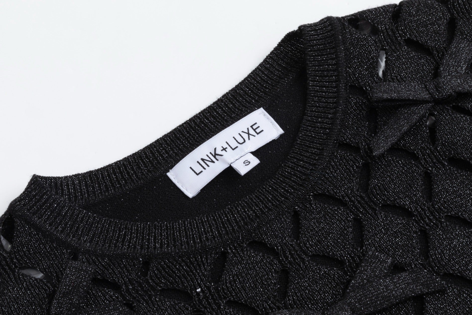Black Dress With Metallic Knit Overlay