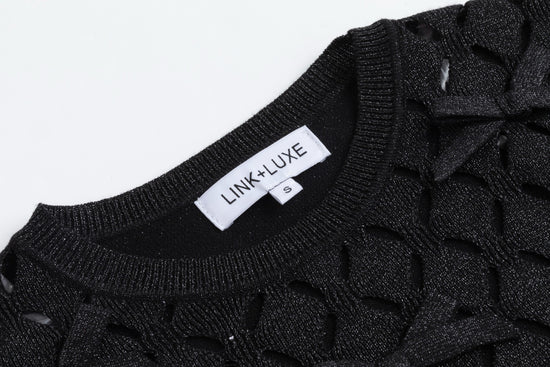 Black Dress With Metallic Knit Overlay