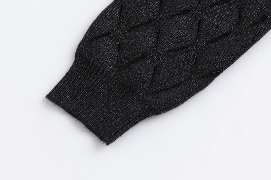 Black Dress With Metallic Knit Overlay