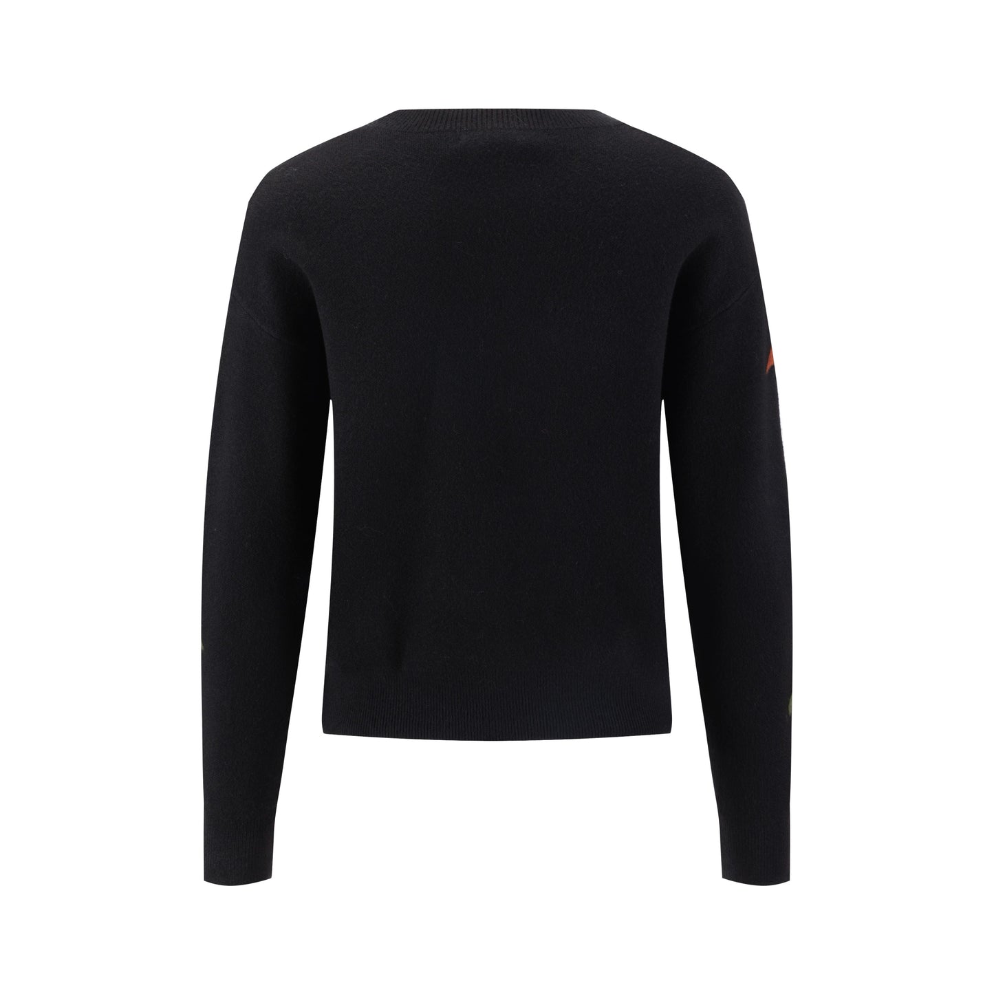 Black Knit Sweater With Pink Felt Flower