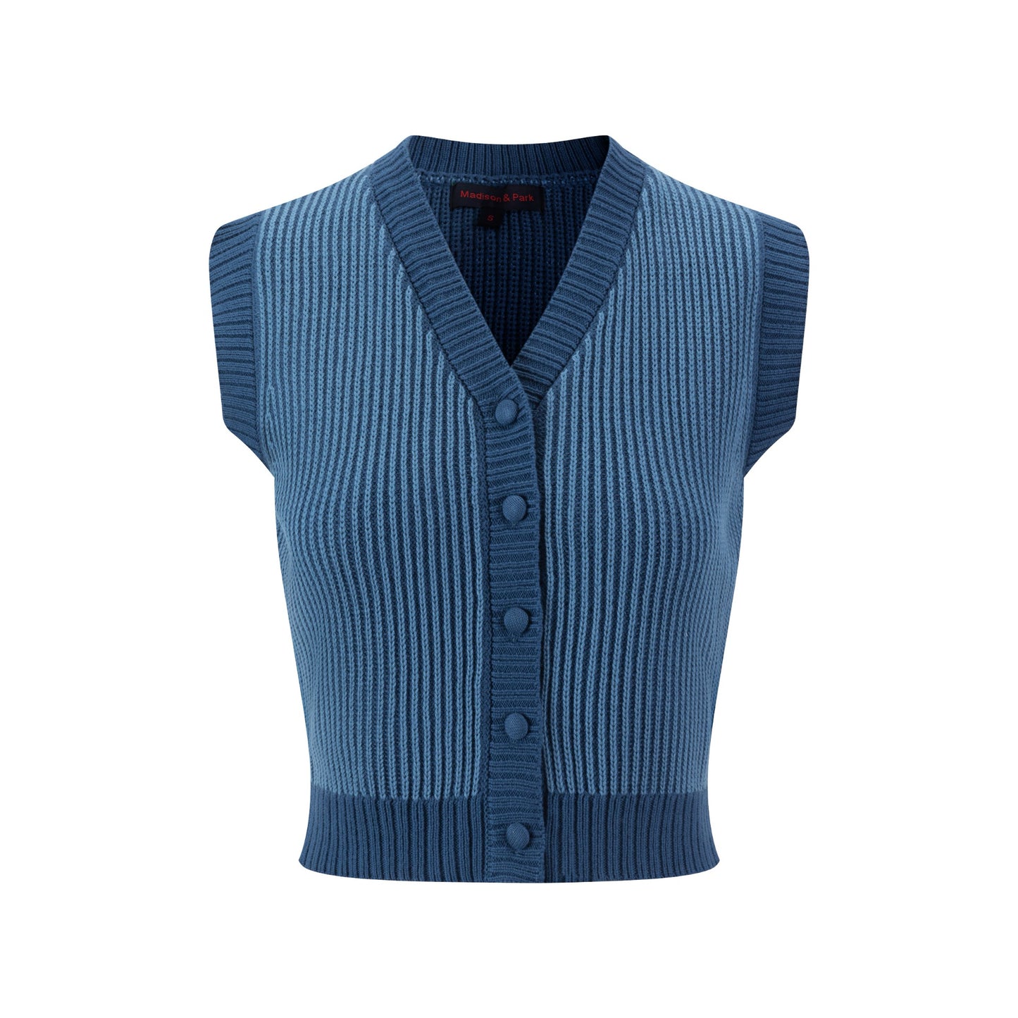Blue Ribbed Knit Vest