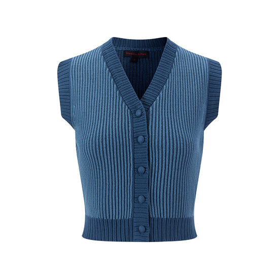 Blue Ribbed Knit Vest