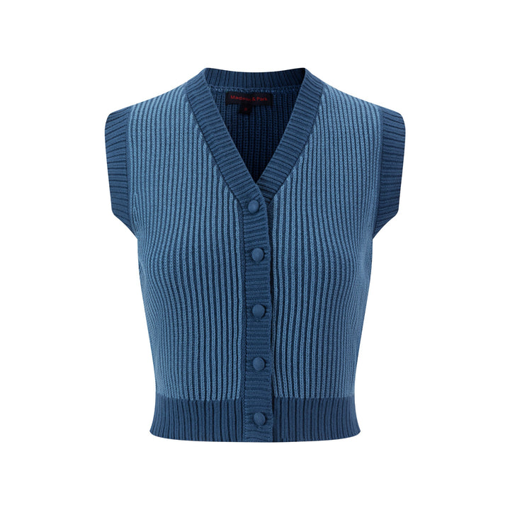 Blue Ribbed Knit Vest
