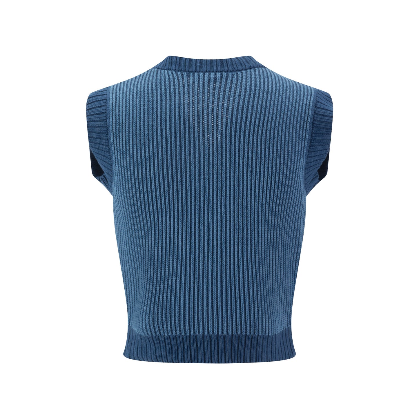 Blue Ribbed Knit Vest