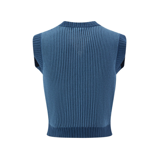 Blue Ribbed Knit Vest