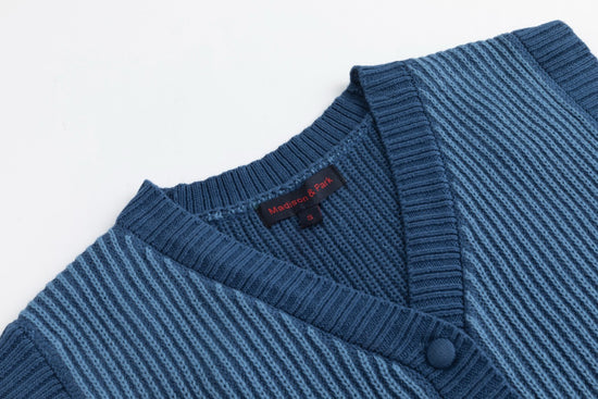 Blue Ribbed Knit Vest