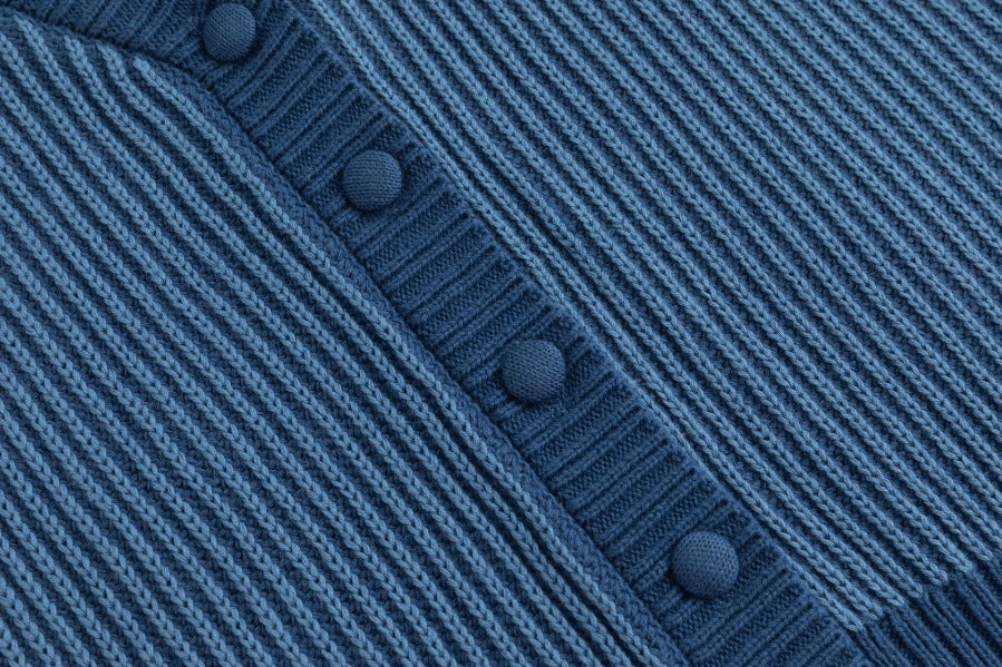 Blue Ribbed Knit Vest