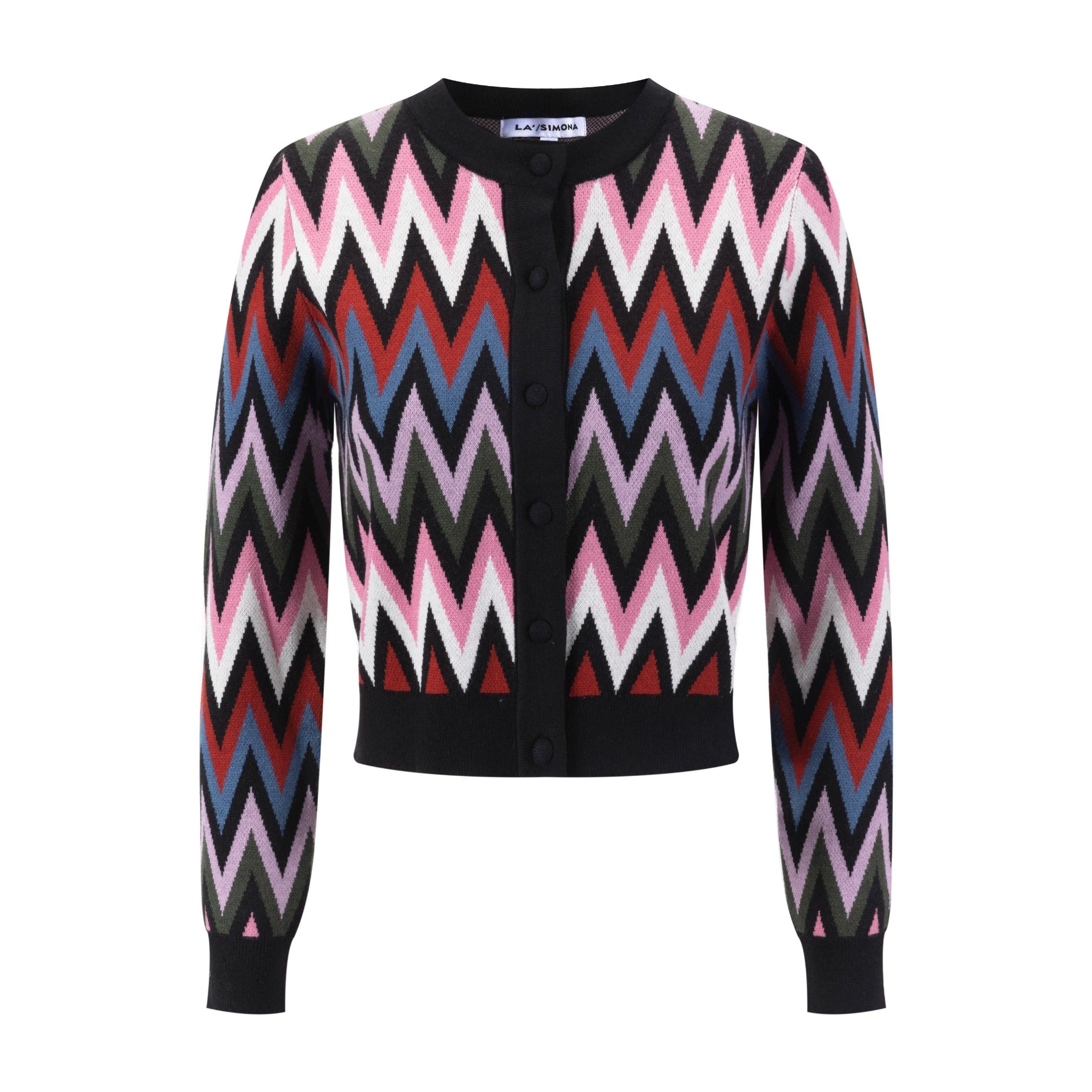 Black Sweater With Multi Colored Zig Zag Print