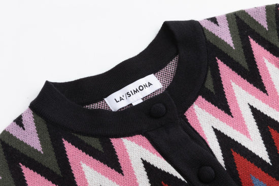 Black Sweater With Multi Colored Zig Zag Print