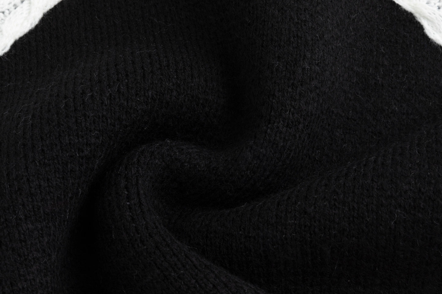 Black Knit Vest With White Embroidered Bow