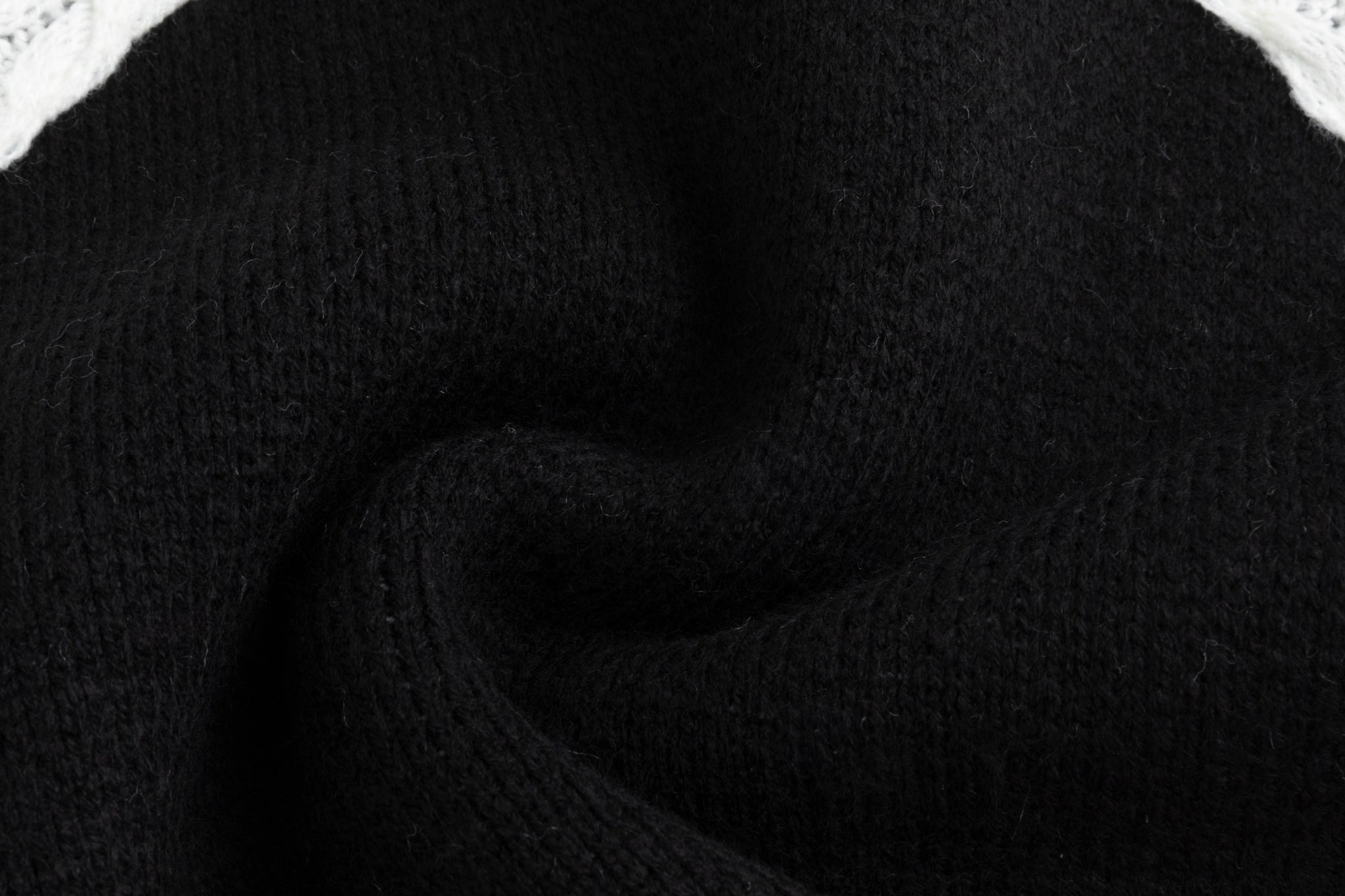 Black Knit Vest With White Embroidered Bow