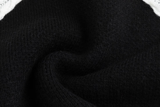 Black Knit Vest With White Embroidered Bow