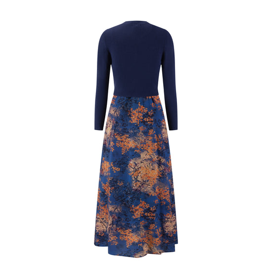 Orange And Blue Wool Jumper With Blue Knit Overlay