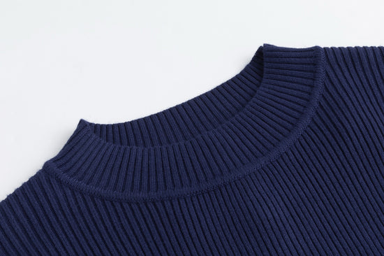 Orange And Blue Wool Jumper With Blue Knit Overlay