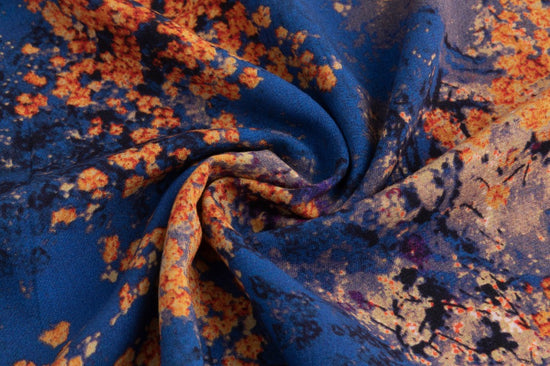 Orange And Blue Wool Jumper With Blue Knit Overlay