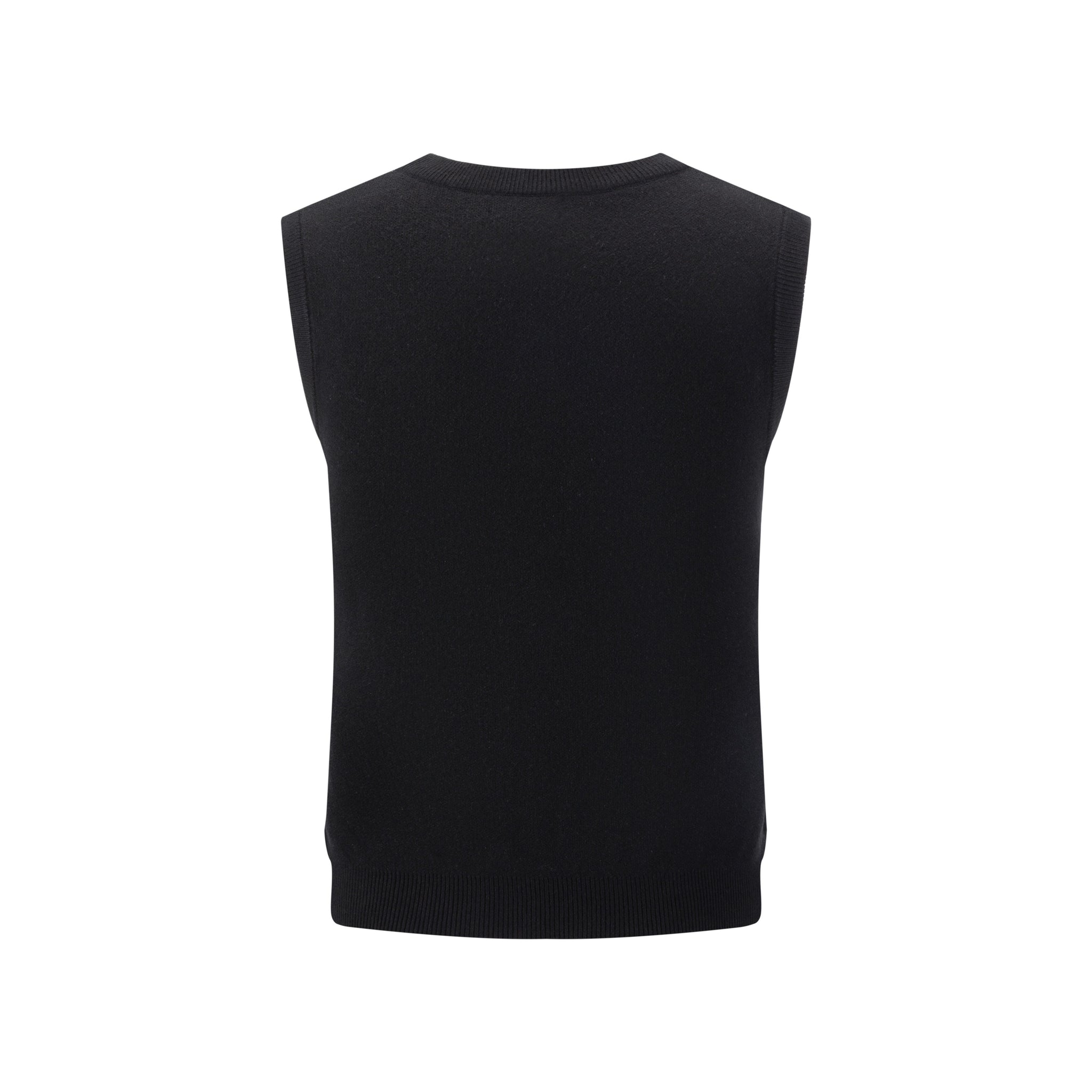 Floral Knit Vest - Black