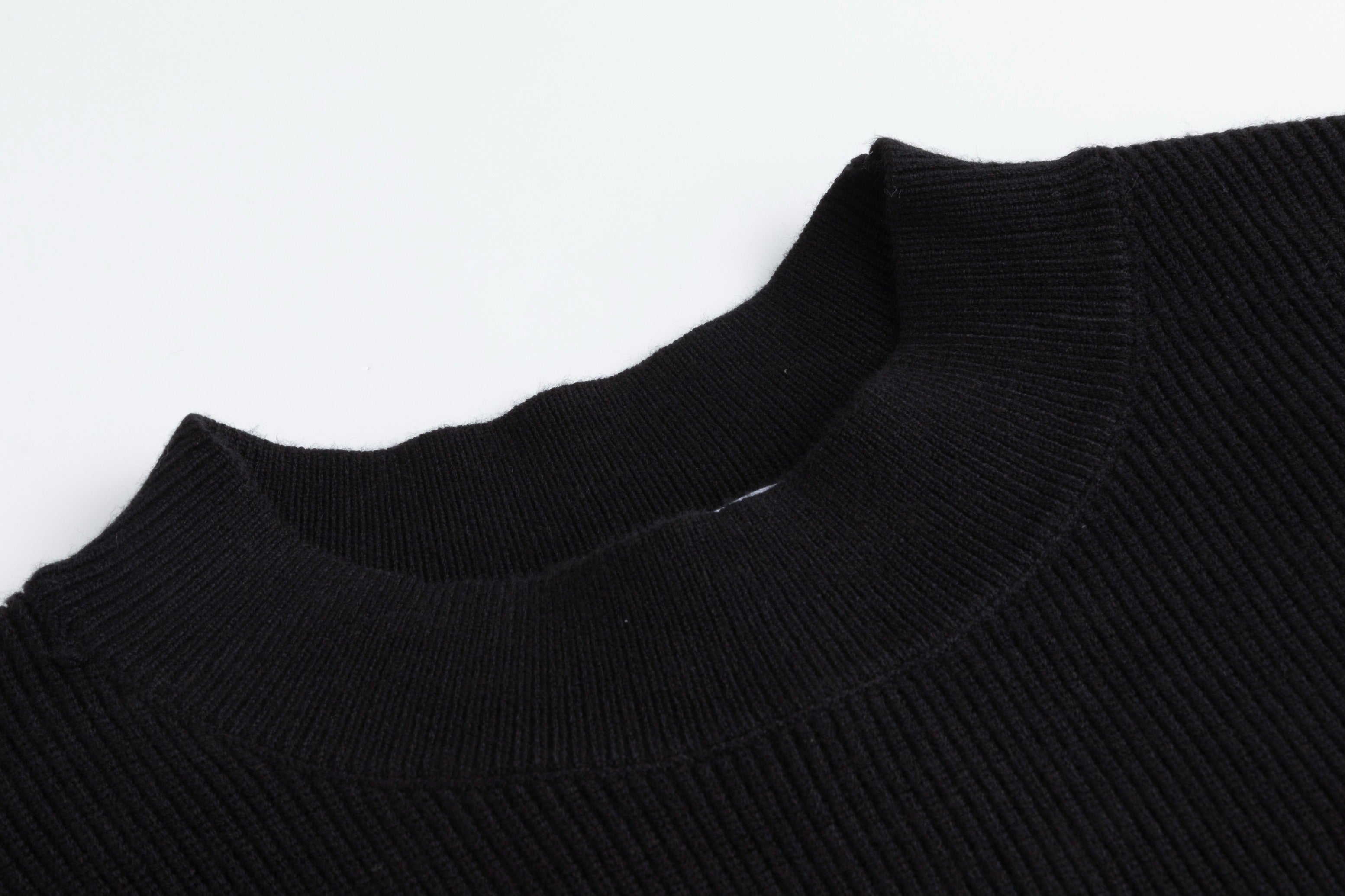 Black Mock Neck Knit Top With Multi Colored Flower Details