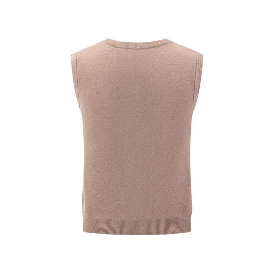 Floral Knit Vest - Beige