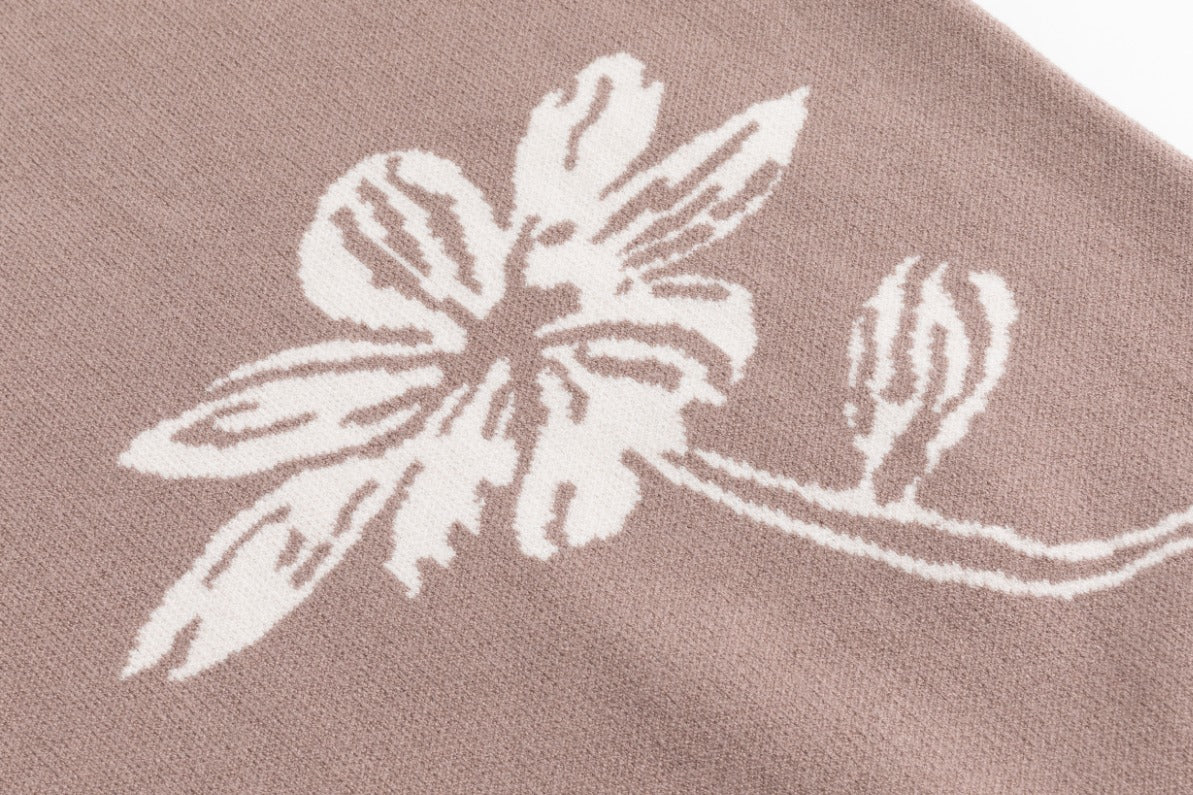 Floral Knit Vest - Beige