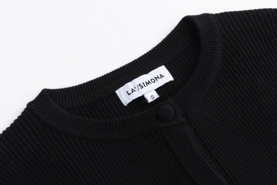 Black Ribbed Embroidered Sleeve Cardigan