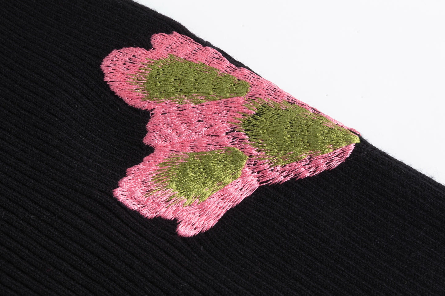 Black Ribbed Embroidered Sleeve Cardigan