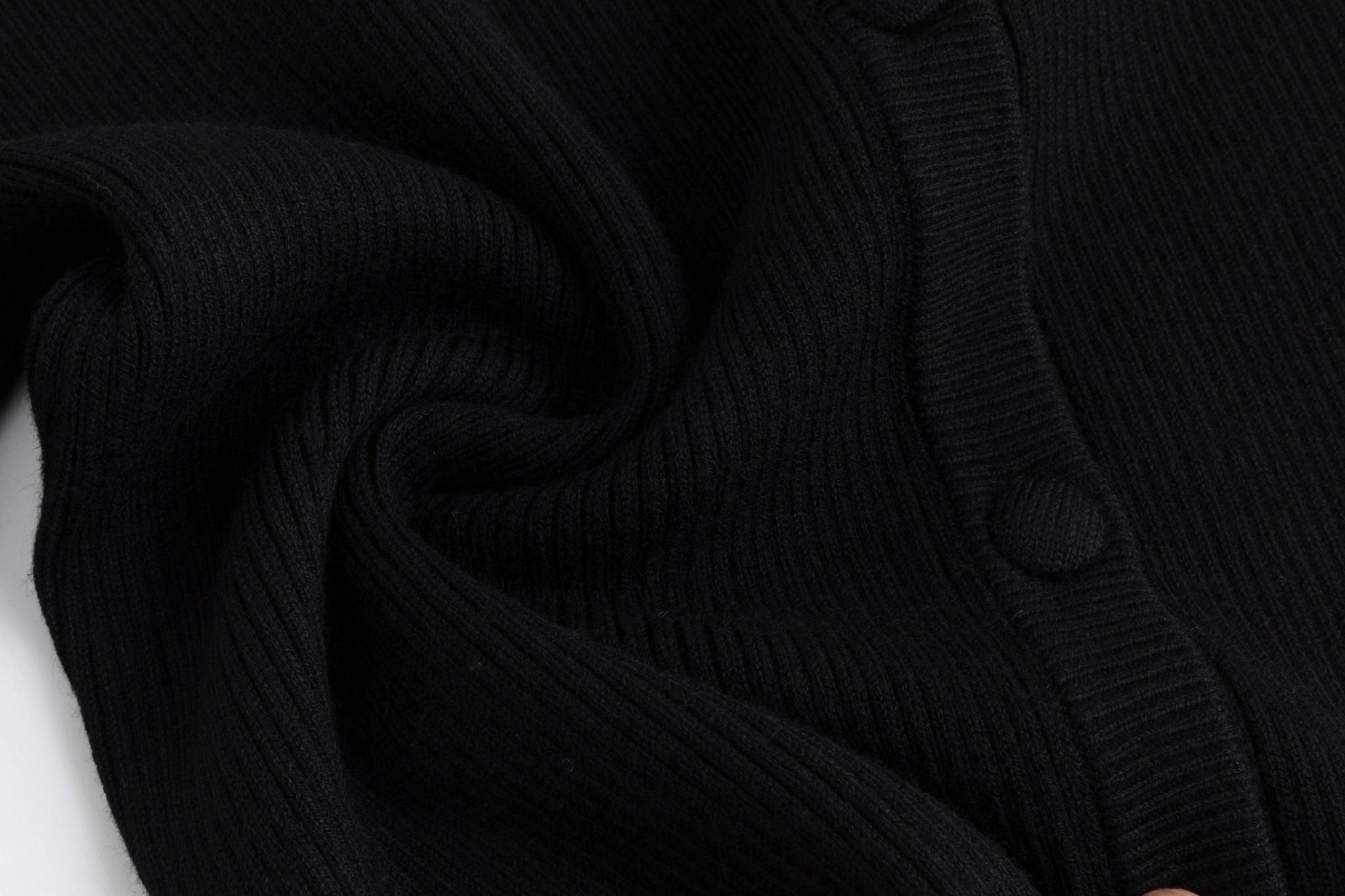 Black Ribbed Embroidered Sleeve Cardigan