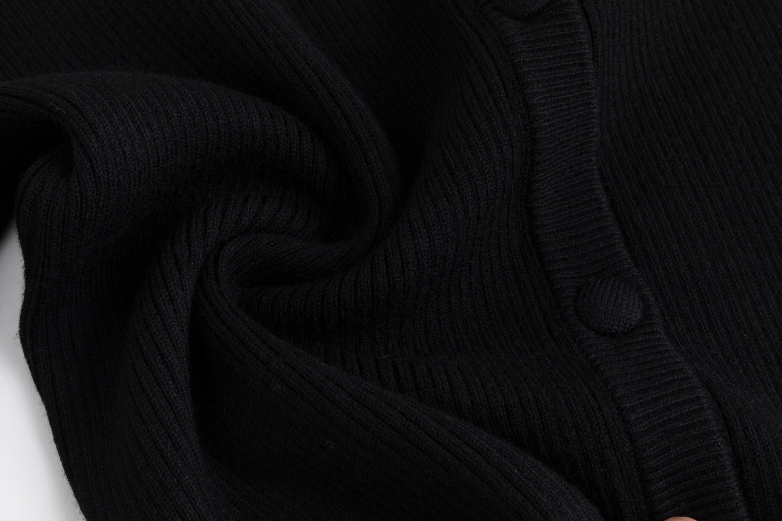 Black Ribbed Embroidered Sleeve Cardigan