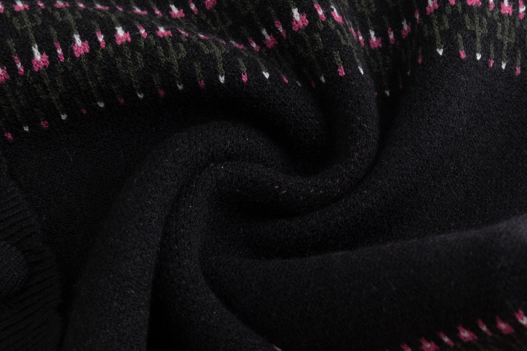 Black Knit Vest With Pink And Green Print