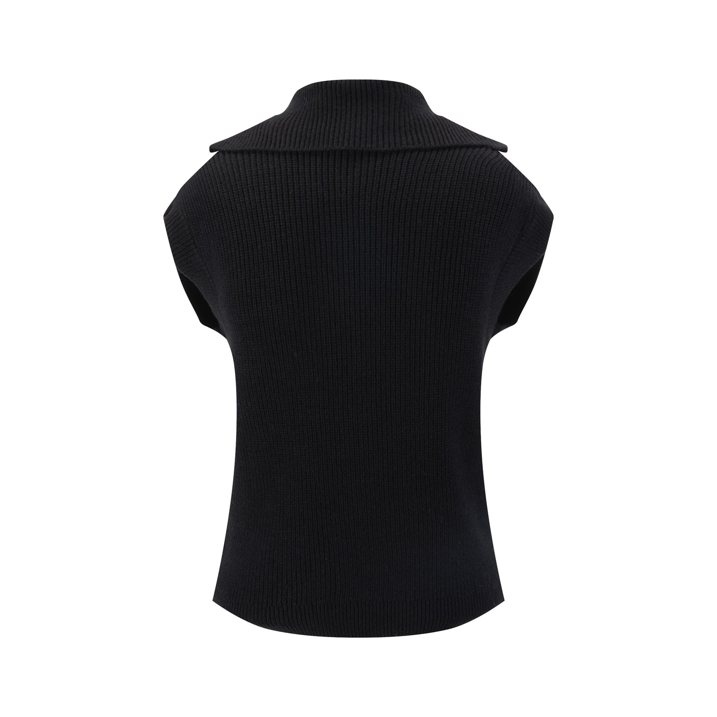 Black Knit Vest With White Braiding