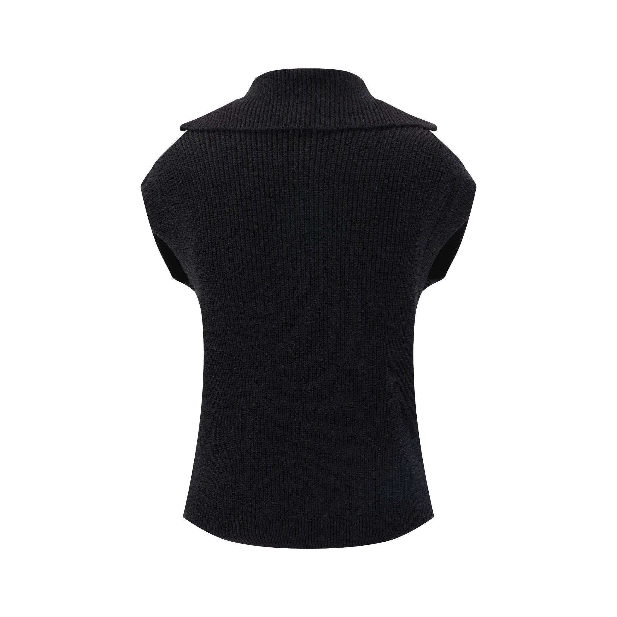 Black Knit Vest With White Braiding