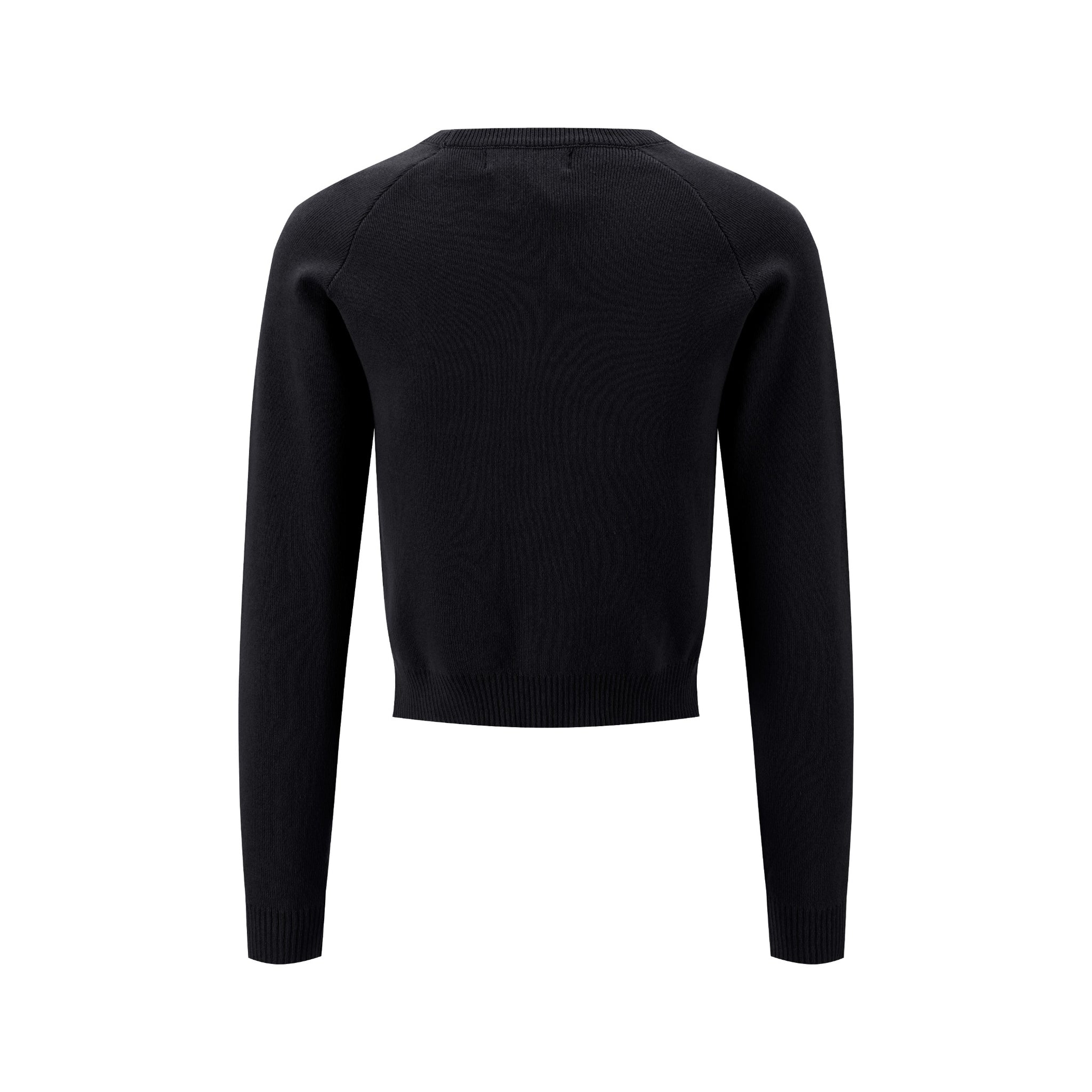 Black And Orange Flowers Embroidered Sweater - Black