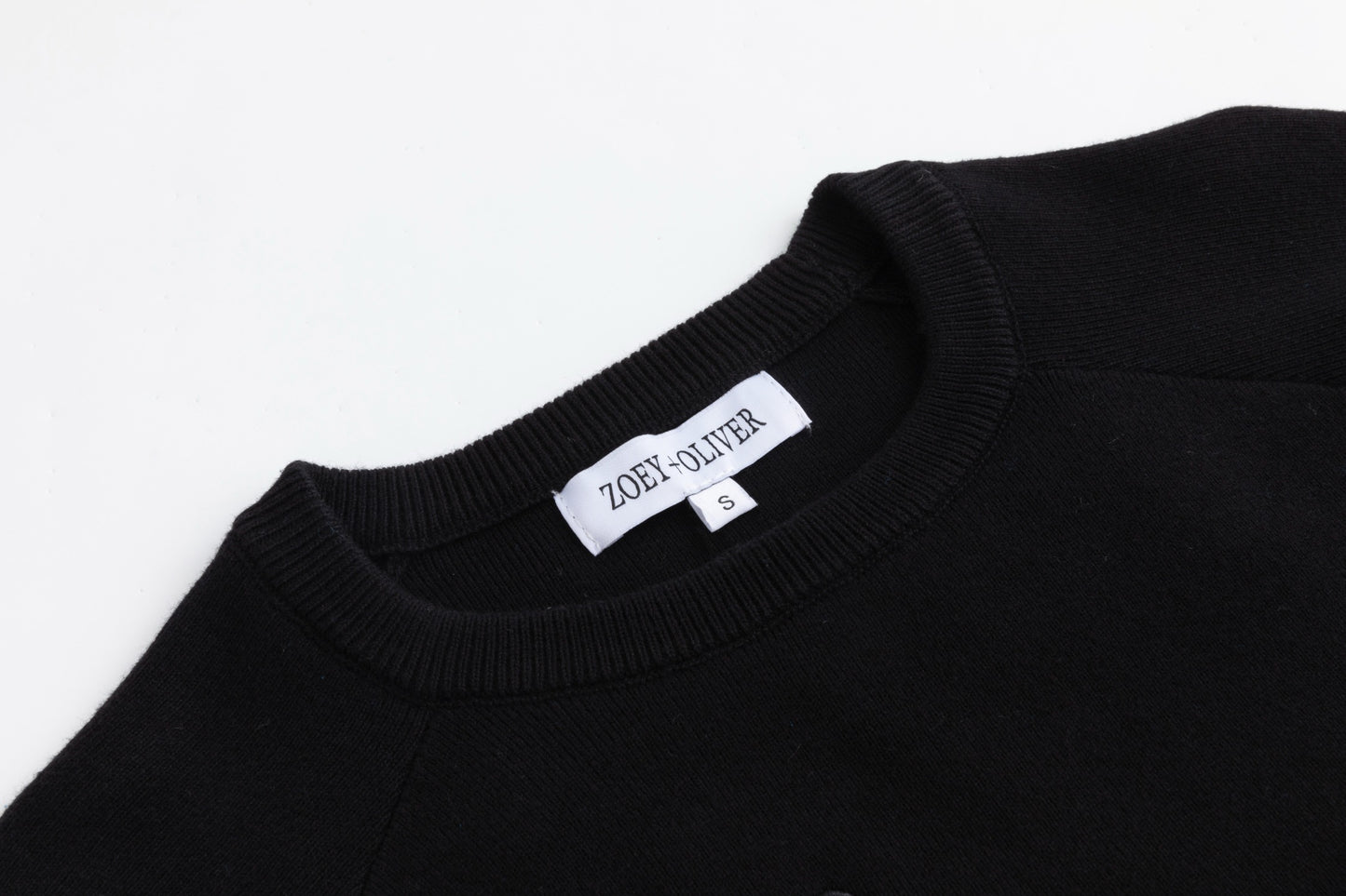 Black And Orange Flowers Embroidered Sweater - Black