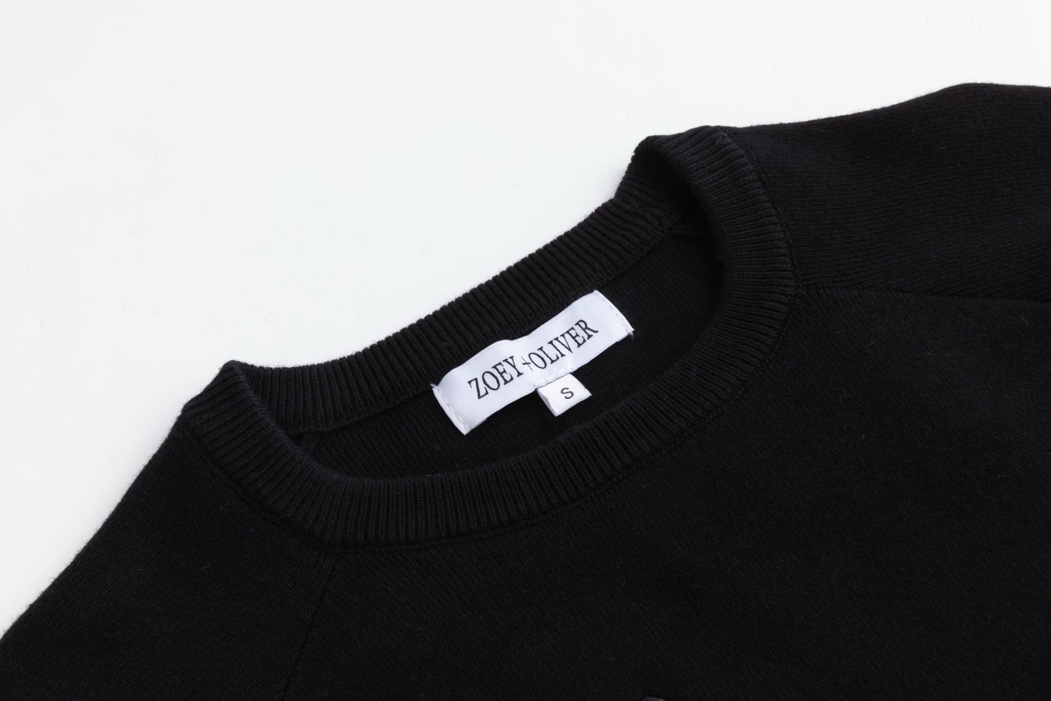 Black And Orange Flowers Embroidered Sweater - Black
