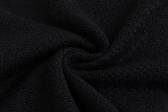 Black Knit Top With Red Embroidered Floral Print