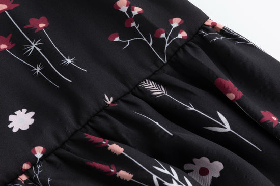 Satin Tier Floral Jumper With Black Overlay