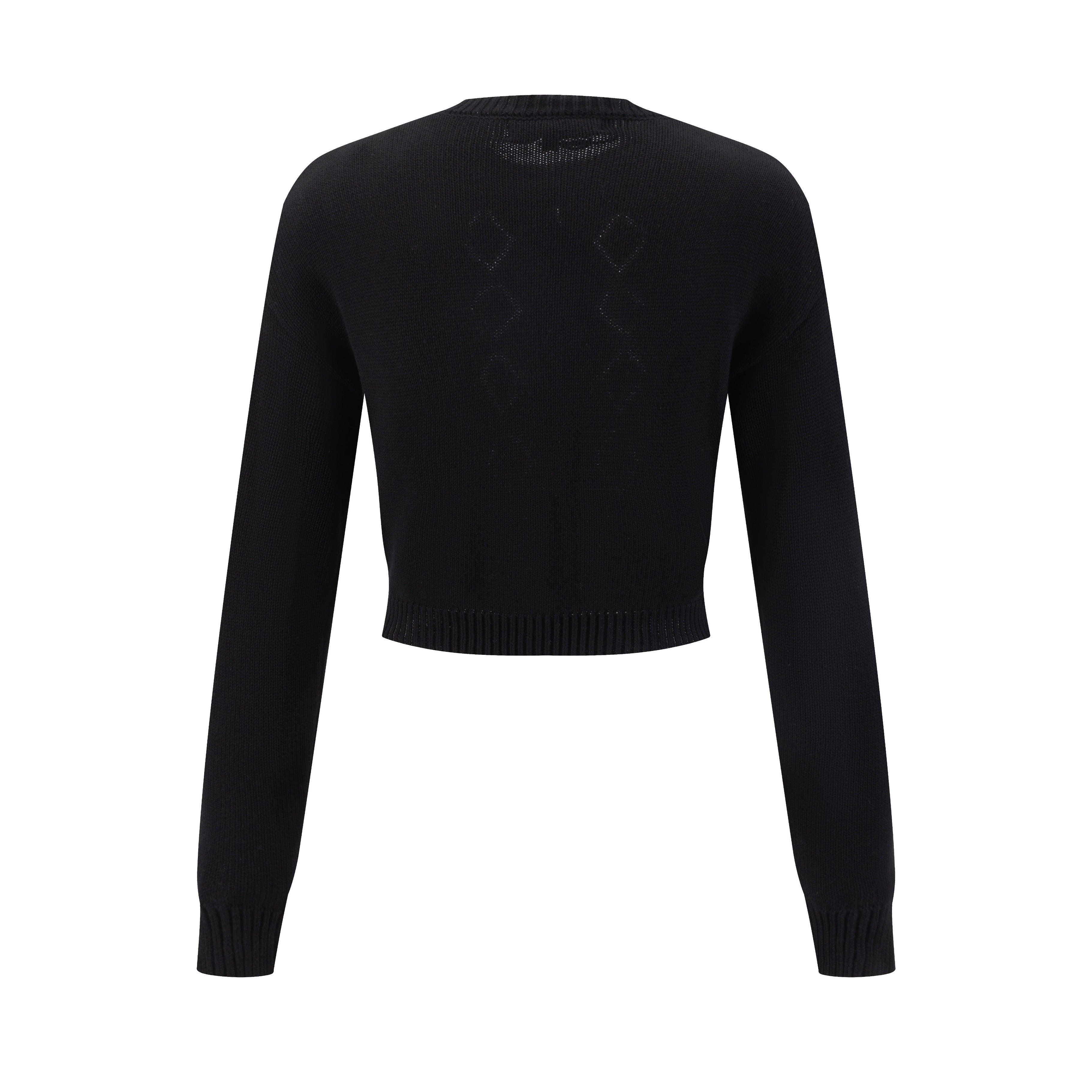 Black Knit Cardigan With Floral Embroidery