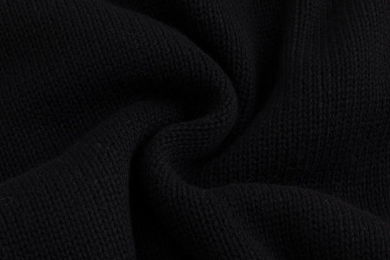 Black Knit Cardigan With Floral Embroidery