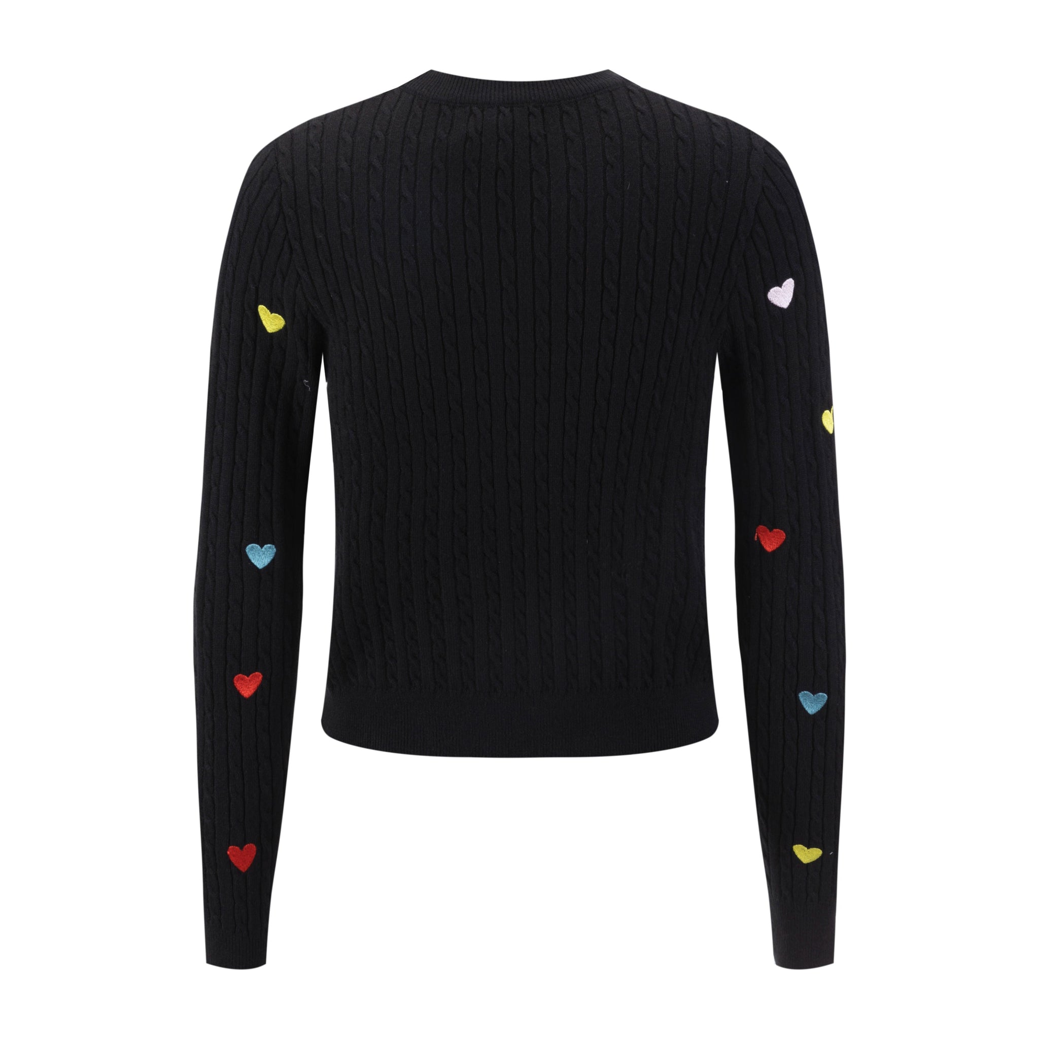 Black Cable Knit Heart Patched Top